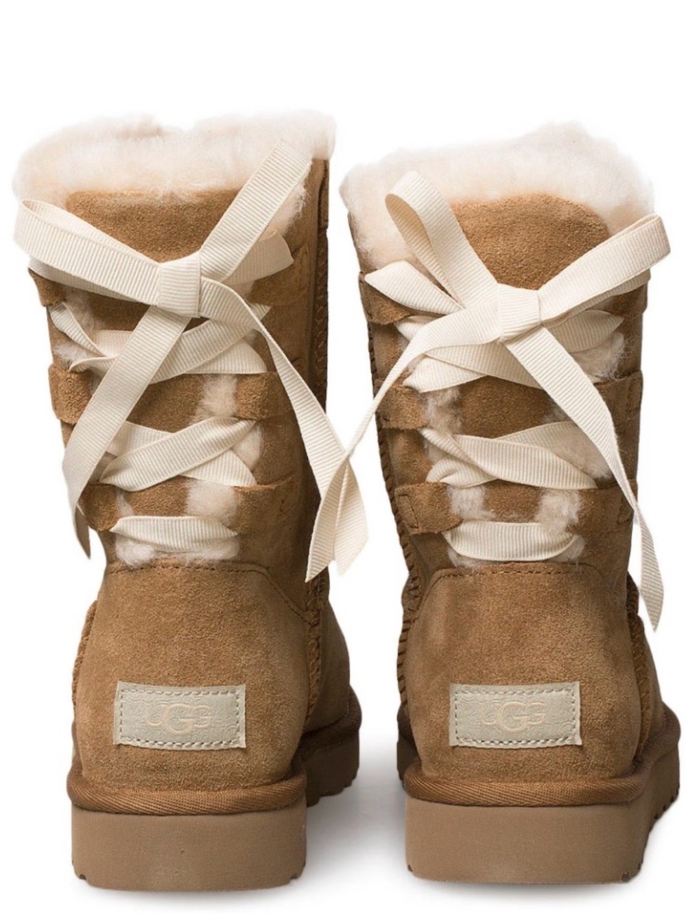 ISO - UGG Chestnut Suede Shearling Ribbon Lace-Up Boots (Continuity Ugg)